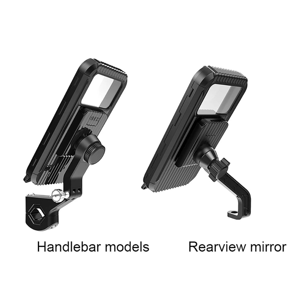 Waterproof Rear View Mirror Phone Support Strong Suction Cellphone Mount Flexible Motorcycle Phone Box Stand for 4-7 Inch Phone