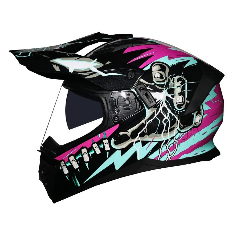 Motorcycle Full Helmet Dual Lens Motocross Off Road Helmet Dirt Bike