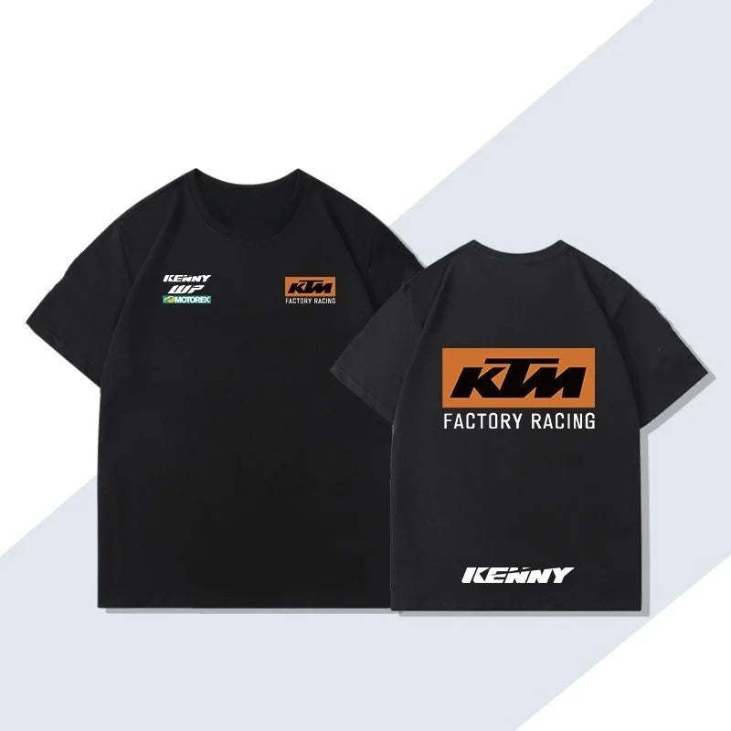 KTM Team Heavy Motorcycle Enthusiasts' Short-sleeved T-shirts, Men's and Women's Cycling Pure Cotton Race Suits for Summer Wear