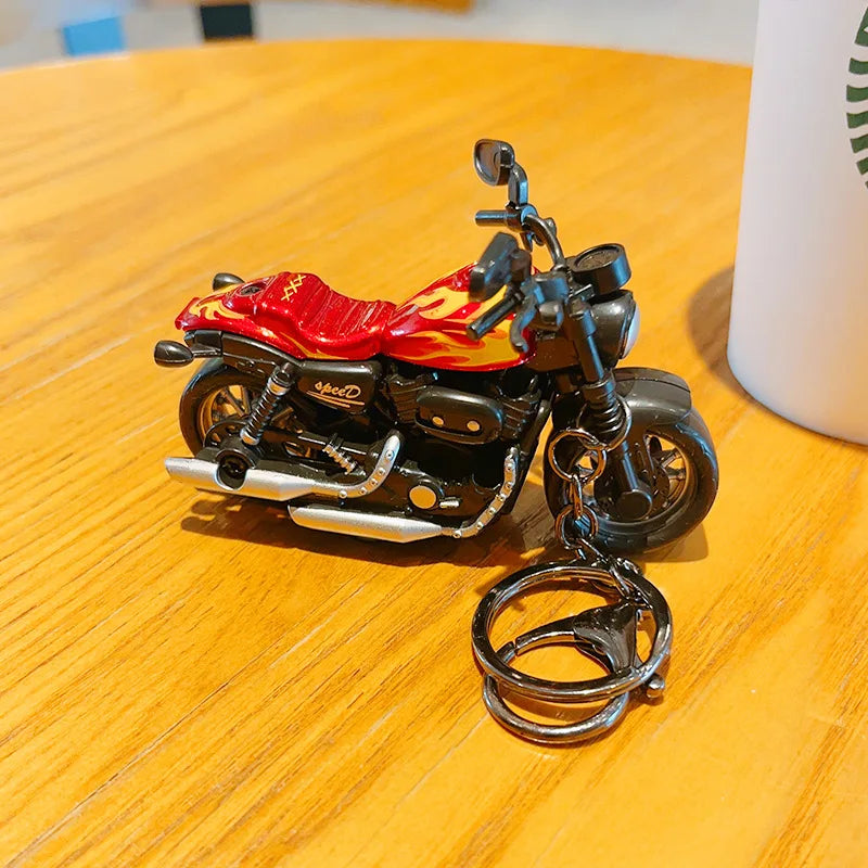 Cartoon Mini Harley Motorcycle Keychain Alloy Simulation 3D Motorbike Couple's Small Gift Car Keychains for Men Boyfriend Gift