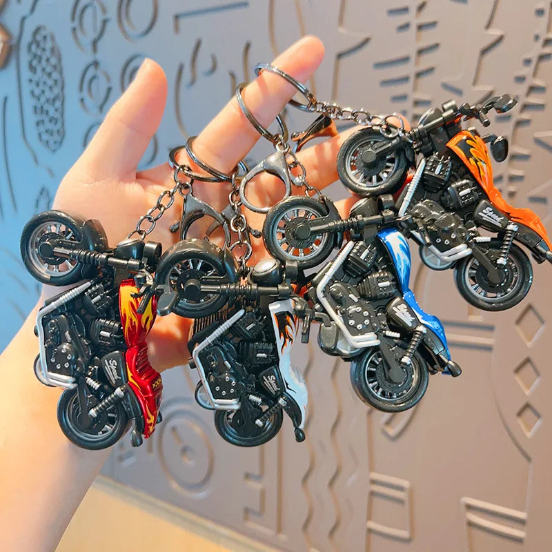 Cartoon Mini Harley Motorcycle Keychain Alloy Simulation 3D Motorbike Couple's Small Gift Car Keychains for Men Boyfriend Gift