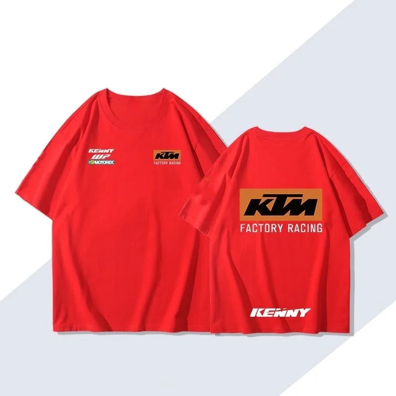 KTM Team Heavy Motorcycle Enthusiasts' Short-sleeved T-shirts, Men's and Women's Cycling Pure Cotton Race Suits for Summer Wear