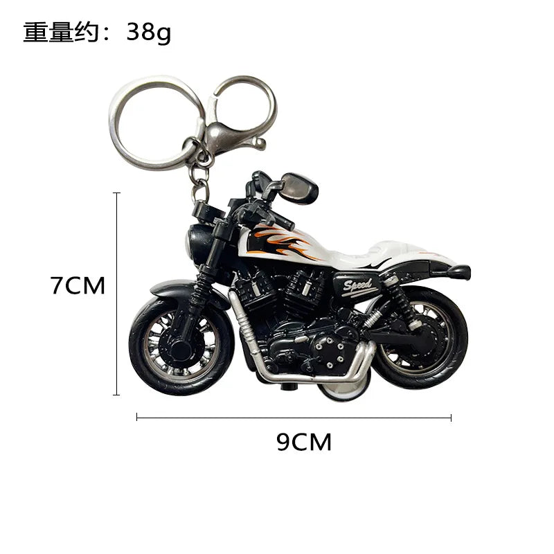 Cartoon Mini Harley Motorcycle Keychain Alloy Simulation 3D Motorbike Couple's Small Gift Car Keychains for Men Boyfriend Gift