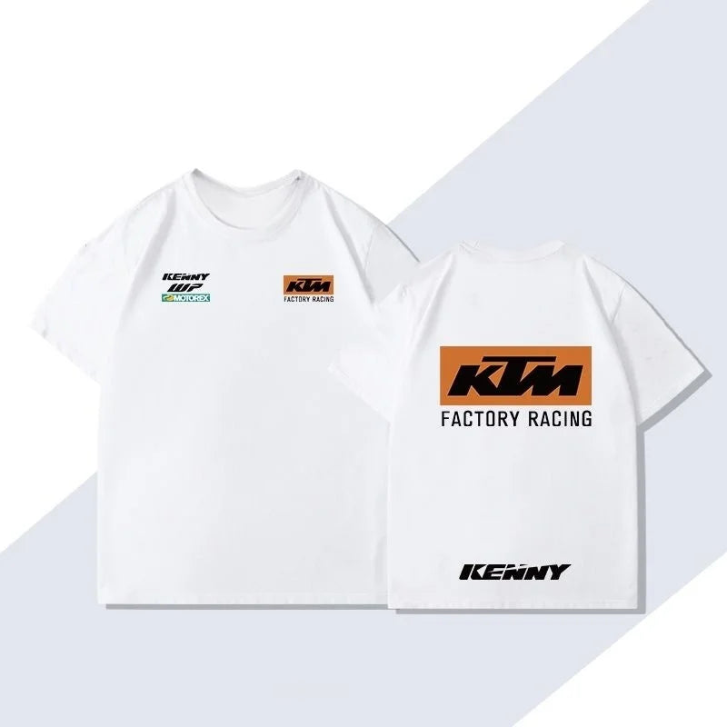 KTM Team Heavy Motorcycle Enthusiasts' Short-sleeved T-shirts, Men's and Women's Cycling Pure Cotton Race Suits for Summer Wear