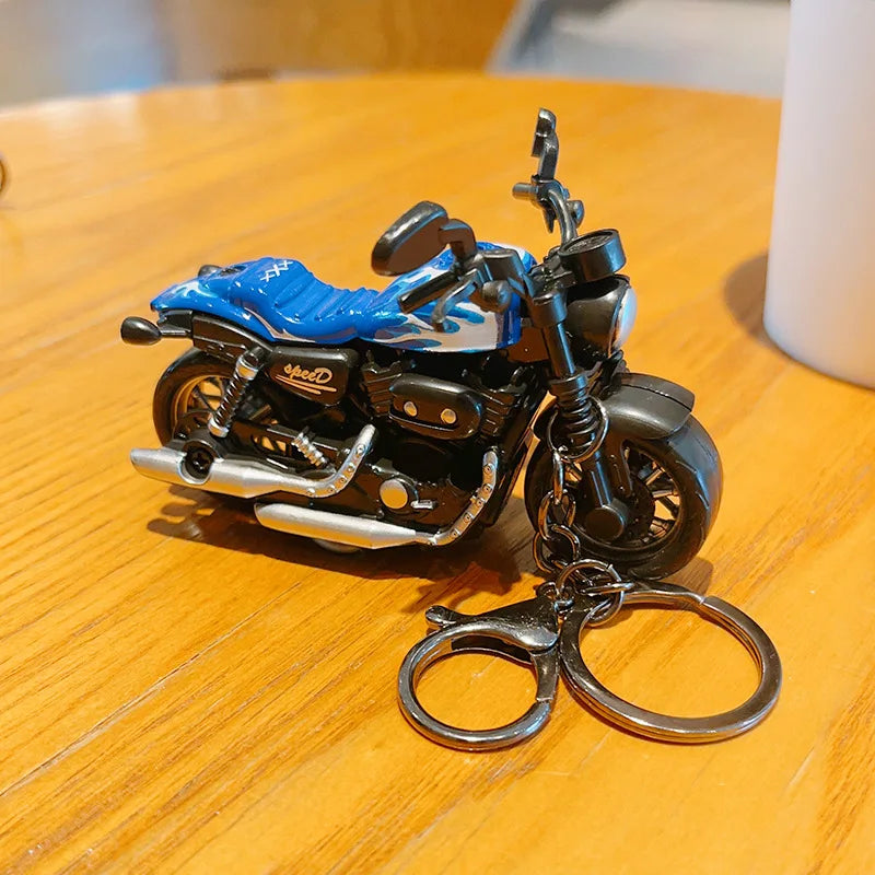 Cartoon Mini Harley Motorcycle Keychain Alloy Simulation 3D Motorbike Couple's Small Gift Car Keychains for Men Boyfriend Gift