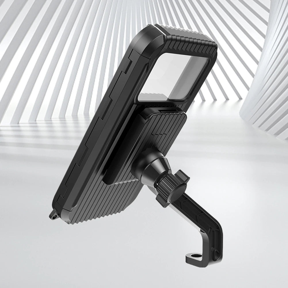 Waterproof Rear View Mirror Phone Support Strong Suction Cellphone Mount Flexible Motorcycle Phone Box Stand for 4-7 Inch Phone