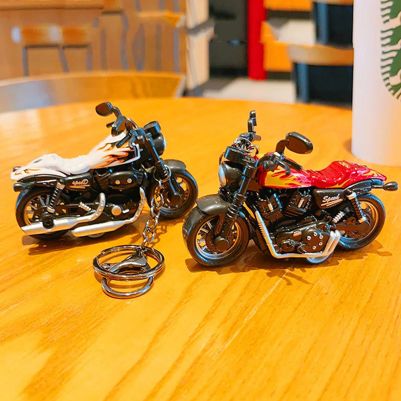 Cartoon Mini Harley Motorcycle Keychain Alloy Simulation 3D Motorbike Couple's Small Gift Car Keychains for Men Boyfriend Gift