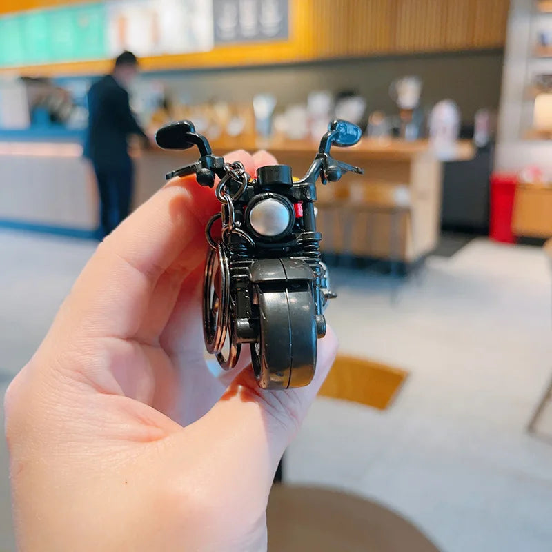 Cartoon Mini Harley Motorcycle Keychain Alloy Simulation 3D Motorbike Couple's Small Gift Car Keychains for Men Boyfriend Gift