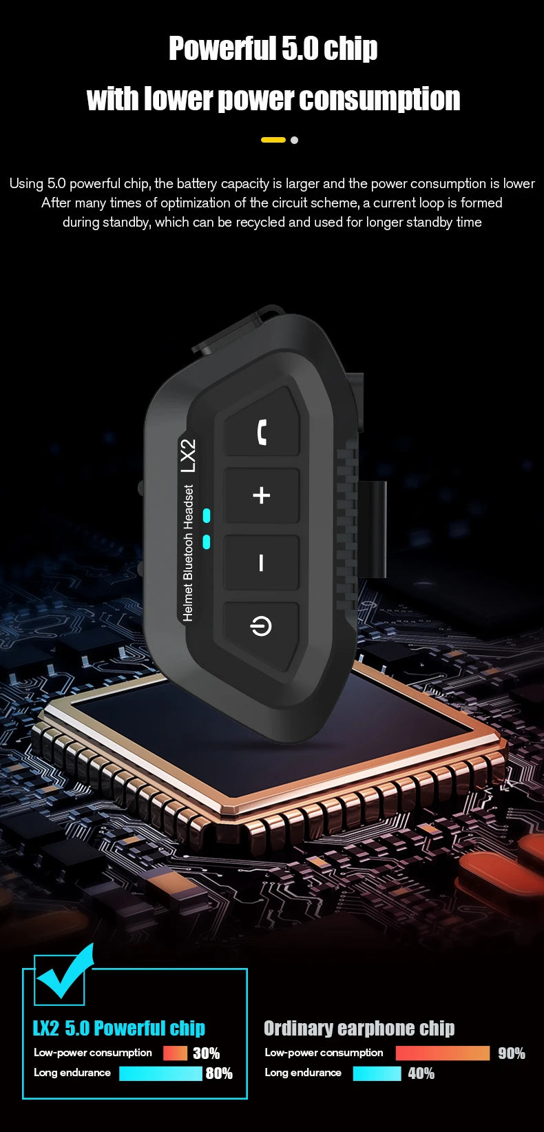 1200mAh Motorcycle Helmet Bluetooth Headset