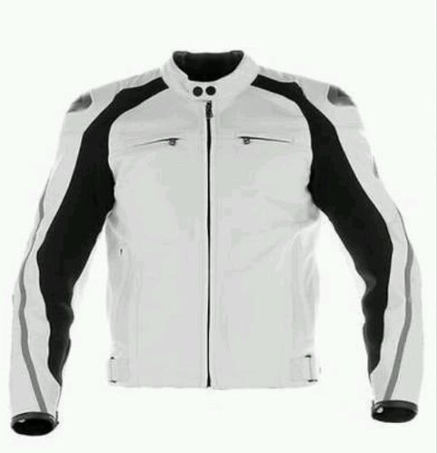 MOTORCYCLE LEATHER RACING WHITE JACKET